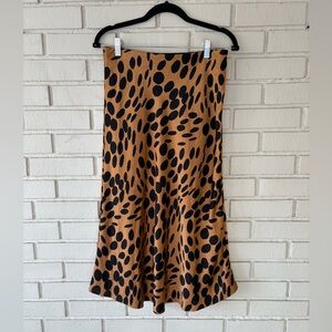 J. Crew Tan and Black Animal Print Silky Skirt Women’s Size Small